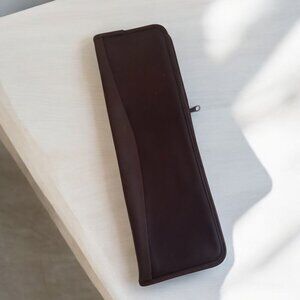 JR HILL Men's Vintage Brown Leather Travel Tie Holder